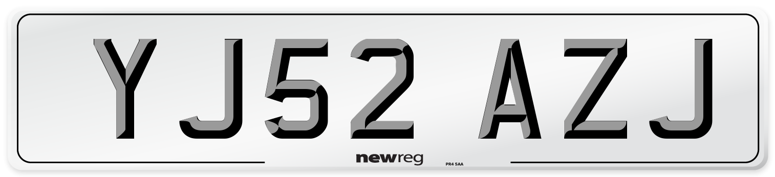 YJ52 AZJ Number Plate from New Reg